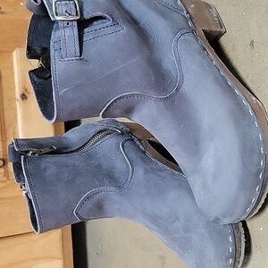 Women's Sandgrens Swiss Leather Ankle Boots in Blue/Gray 7.5 Handmade In Swiss